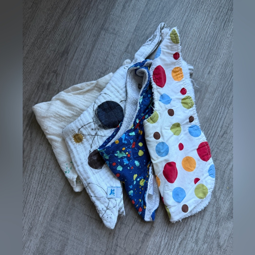 Colorful Polka Dot and Patterned Baby Bib Set of 4